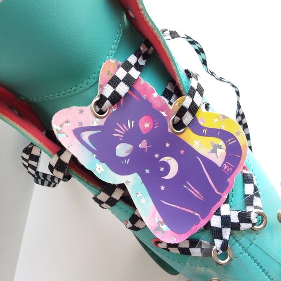 2/$18 Moon Goddess Celestial cat Shoelace patch charm roller skate patch